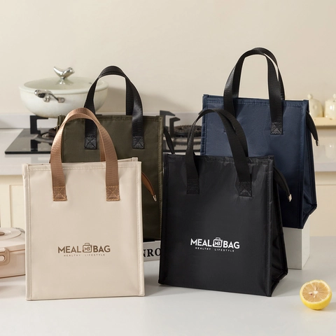 Isolierte Lunchtasche Oxford-Stoff Wasserdicht Thermische Bento-Tasche Tragbar Minimalistisch Aufbewahrung Für Büro Schule