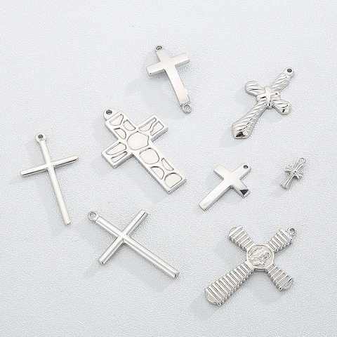 Ciondolo A Croce Acciaio Inossidabile Hip Hop Punk Stile Religioso Per Creazione Gioielli Fai Da Te Colore Oro Argento