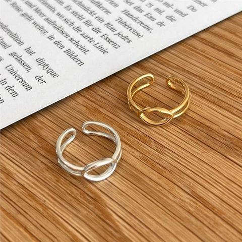 Anello In Argento Sterling 925 Regolabile Geometrico Cavo Ovale Doppia Linea Minimalista Stile Coreano Gioielli Regalo