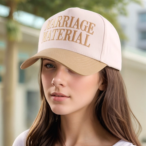 Baseballpet Borduurwerk Letters Marriage Material Tweekleurig Verstelbaar Katoen Polyester Mix Zonnehoed Hip Hop Unisex
