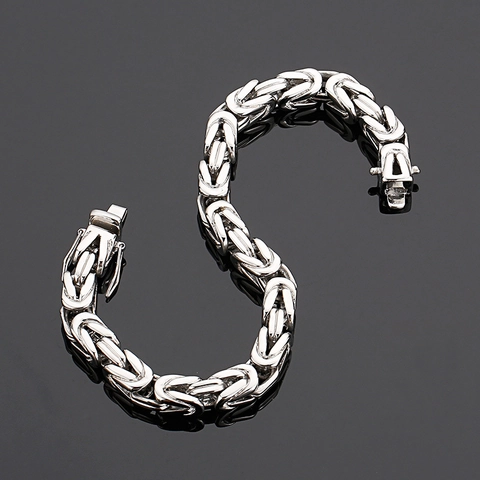 Byzantine Königskette Halskette Armband Und Ring Edelstahl Hip Hop Punk Schmuck Für Männer Kräftiges Poliertes Glied