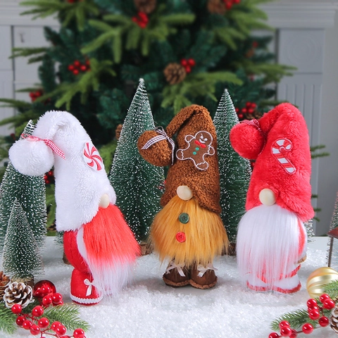 Weihnachtsgnom Ornamente Plüsch Gesichtlose Puppe Rote Nase Süßigkeiten Lebkuchenmann Stehend Desktop Feiertag Heimdekor