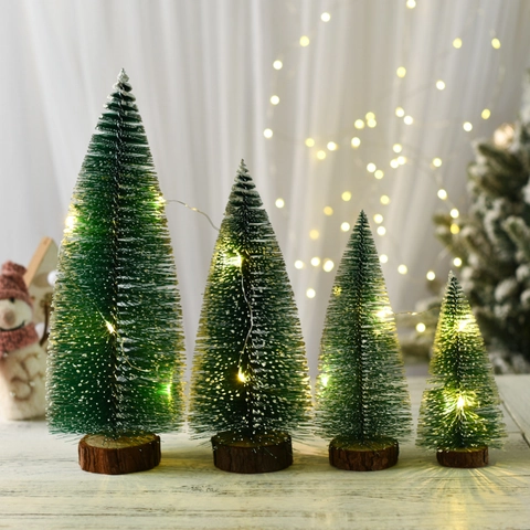 Mini Albero Di Natale Decorazione Da Tavolo Pino Artificiale Con Base In Legno Effetto Neve Ornamento Festivo Casa