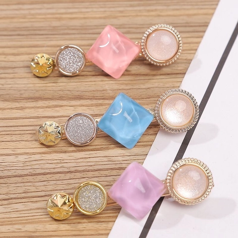 Fermaglio Per Capelli Geometrico Acrilico Resina Macaron Pinza A Becco Lega Metallo Perla Artificial Sintetica Glitter Moda Per Donne