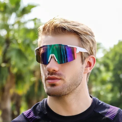 Gafas De Sol Deportivas Exterior Montura PC Lentes Espejo Coloridas Ciclismo Protección UV400 Antiviento Unisex