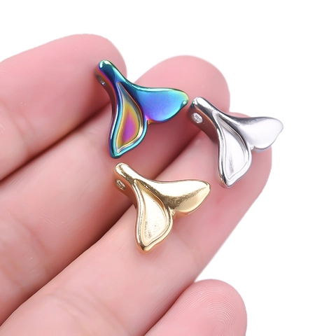 304 Stainless Steel Whale Tail Pendants Mermaid Tail Charms DIY Jewelry Making Necklaces Vacuum Plated Shiny For Women