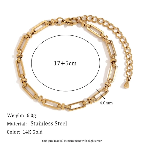 Bracciale Minimalista in Acciaio Inossidabile Con Fibbia a Croce Graffetta Placcato Oro 14K Catena Geometrica Gioielli Donna