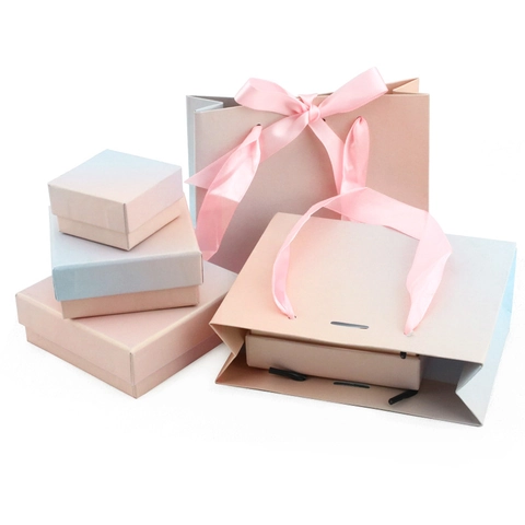 Farbverlauf Rosa Blau Schmuck Geschenkbox Für Ringe Ohrringe Halsketten Armband Karton Verpackung Box Mit Satin Schleife