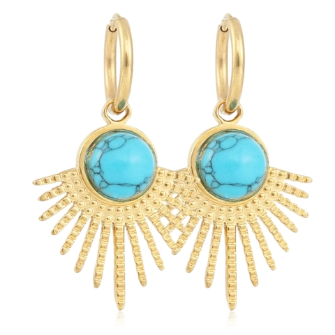 Roestvrijstalen Zonnestraal Oorbellen Turkoois Bohemian Sun Ray Stijl Vintage Sieraden Voor Dames