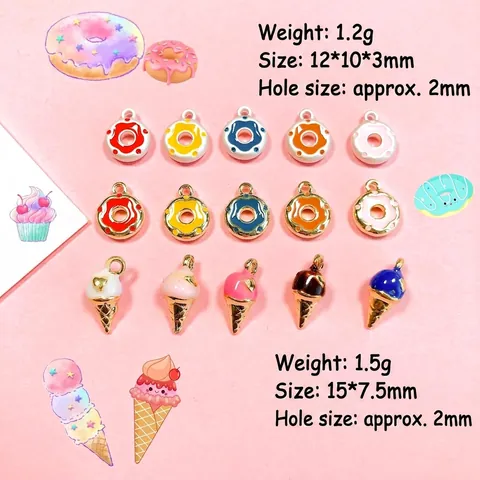 Ciondoli Ciambella Gelato Rame Lega Smalto Pendenti Per DIY Collana Bracciale Creazione Di Gioielli Forme Di Cibo Carine