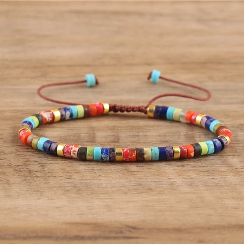 Natural Stone Beaded Bracelet Handmade Braided Adjustable Rope Bohemian Ethnic Vintage Jewelry For Unisex