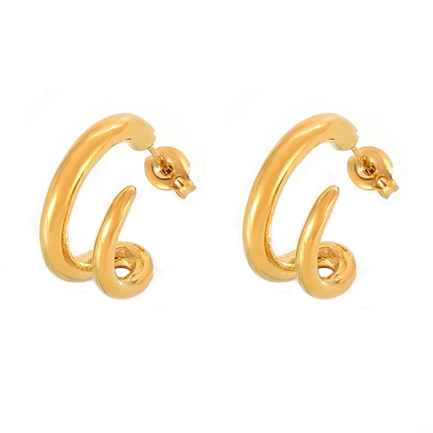 Pendientes de Botón Geométricos de Doble Capa de Acero de Titanio Minimalistas Oro Plata Galvanizados Diseño de Torsión Joyería Mujer
