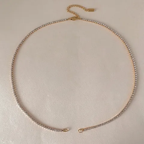 Halskette Aus Edelstahl Mit Zirkonia Für Damen 14K Vergoldet Strass Choker Modeschmuck Für Hochzeit Party Geschenk
