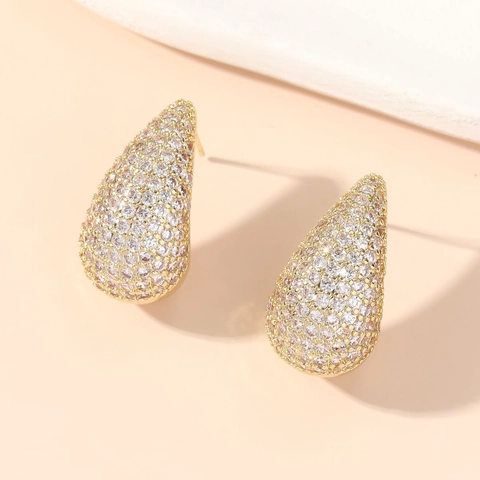 Orecchini A Lobo Goccia Rame Micro Pavè Zirconia Elegante Lusso Gioielli Donne 925 Sterling Silver Earring Post