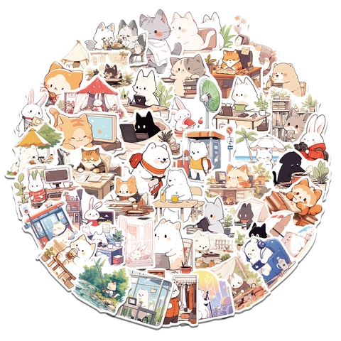 Süße Tier Aufkleber Wasserdicht PVC Sticker Für Laptop Koffer Gitarre Skateboard Tagebuch Kawaii Ins Stil Doodle