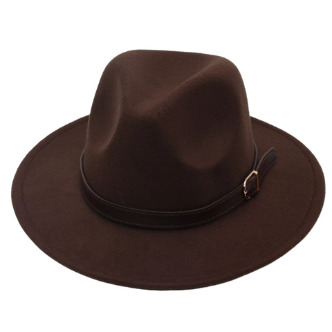 Chapeau Fedora Pour Enfants Large Bord En Feutre De Polyester Avec Boucle De Ceinture En Cuir Décorative Style Rétro