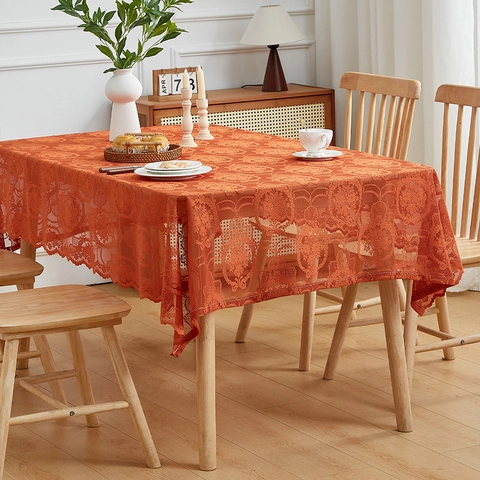Nappe en Dentelle Rétro Française Polyester Rectangulaire Motif Floral Papillon Couverture de Table Décoration de Table Maison