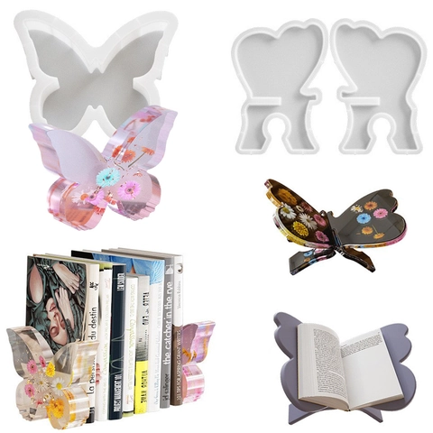 Butterfly Silicone Mold For Resin DIY Bookend Desktop Reading Stand Finger Ring Decorative Craft Tool