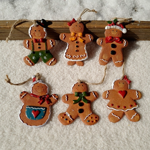 Ornamenti Appesi Omino Pan Di Zenzero Natalizi Resina Dipinti A Mano Decorazione Per Albero Natale Casa