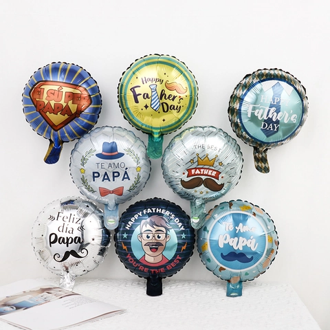 Father's Day Aluminum Foil Balloons Multilingual Spanish English Feliz Dia Papa Mylar Balloons Party Decoration Round Star