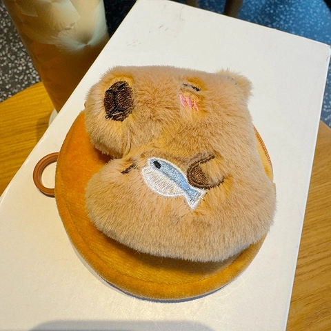 Capybara Bär Plüsch Geldbörse Mini Gestickte Aufbewahrungstasche Tragbare Kopfhörertasche Schlüsselanhänger Portemonnaie