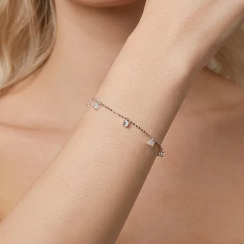 Bracciale di Perle in Argento Sterling 925 per Donna Elegante Semplice Catena di Perle Rotonde con Zirconia Intarsiata Regalo