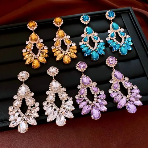 Orecchini A Nappa A Goccia Con Perno In Argento 925 Rame Strass Elegante Stile Lusso Francese Per Donne