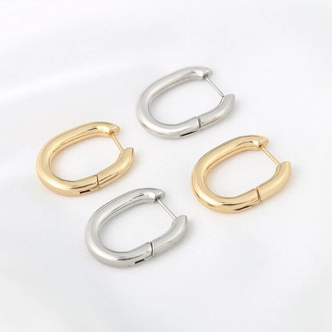 Minimalist Oval U-Shaped Hoop Earrings 304 Stainless Steel Polished Geometric Ear Buckles For Men Women Retro Punk Style