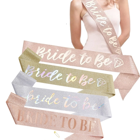 Bride To Be Birthday Girl Queen Sash Glitter Fabric Party Celebration Bridal Shower Bachelorette Accessories