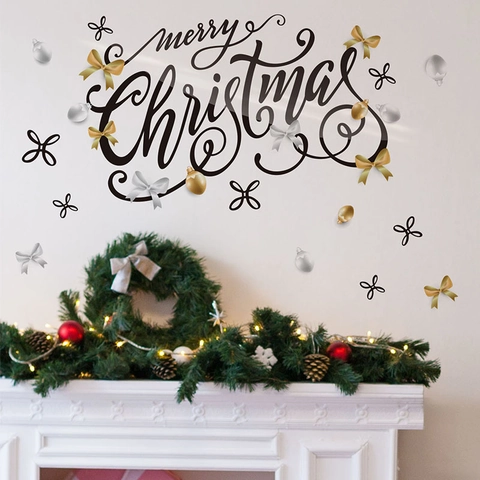 Merry Christmas Wall Stickers Waterproof PVC Lettering Decals For Home Living Room Bedroom Window Door Decoration