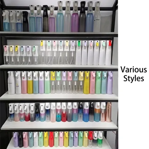 Continuous Spray Bottle Plastic High Pressure Fine Mist For Hair Styling Gardening Cleaning Refillable Empty Container