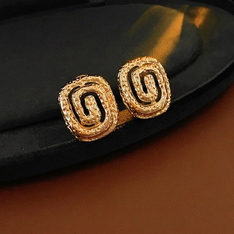 Geometrische Spiralohrringe Legierung Strukturierte Hohl Schmuck Mit Silbernem Ohrstecker Vintage Chic Stil Für Damen