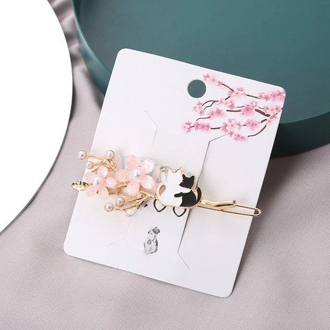 Barrettes Cheveux Émail Chat Lapin Style Japonais Fleur Cerisier Alliage Strass Pince Bec Canard Bijoux Femmes Filles