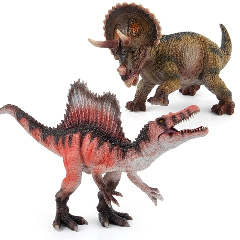Realistic Spinosaurus And Triceratops Dinosaur Models Solid Plastic Movable Mouth Educational Toy Biological Figurines