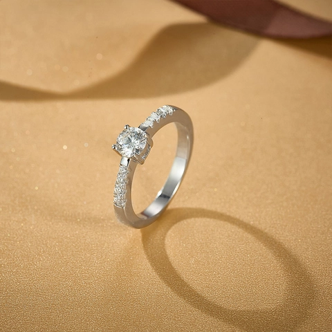 925 Sterling Silver Moissanite Ring For Women Round Brilliant Cut Moissanite Wedding Engagement Ring Classic Jewelry Gift