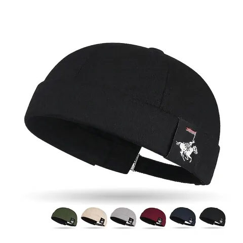 Cappello Docker Senza Tesa In Cotone Regolabile Retro Miki Cap Con Etichetta Cavaliere Stile Vintage Streetwear Uomo Donna