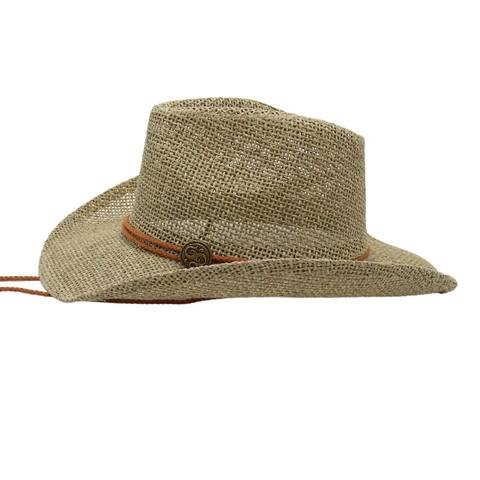 Δυτικό Cowboy Ψάθινο Καπέλο Χειροποίητο Με Μεγάλο Γείσο Αναπνεύσιμο Πλέγμα Καλοκαιρινό Παραλία Σκίαστρο Αντιανεμικό Σχοινί Ρετρό