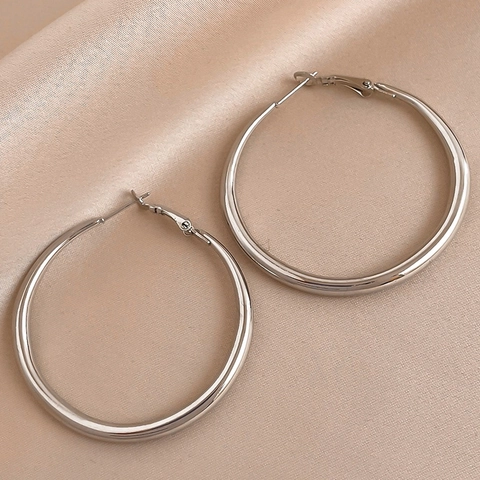 Orecchini A Cerchio Grandi Minimalisti Gioielli In Lega Geometrica Metallica Con Perno In Argento Sterling 925 Per Donna