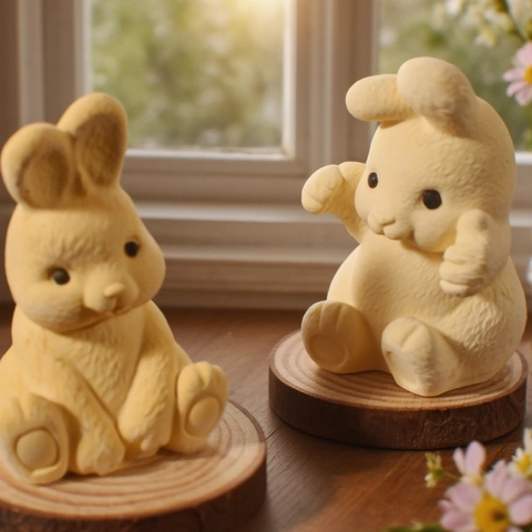 Bunny Rabbit Silicone Mold For DIY Candle Resin Plaster Crafts Easter Animal Shape Cartoon Home Decor