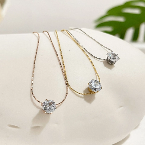 Collar con Colgante de Circonia Hexagonal de Acero Inoxidable Minimalista para Mujer Joyería de Cadena de Clavícula Geométrica Galvanizada