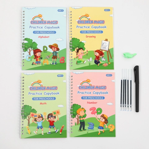 Quaderno Di Pratica Magica Per Bambini Riutilizzabile Scanalato Libro Di Scrittura Prescolare Alfabeto Numeri Matematica Disegno