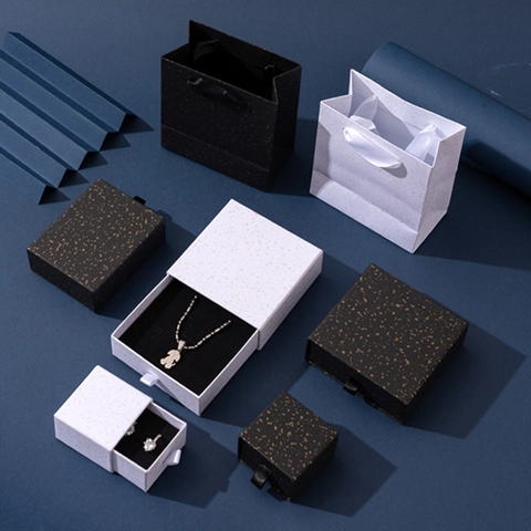 Luxus Gold Splatter Schublade Schmuckkästchen Minimalistisch Pappe Schmuckverpackung Für Halskette Ring Ohrring Geschenk