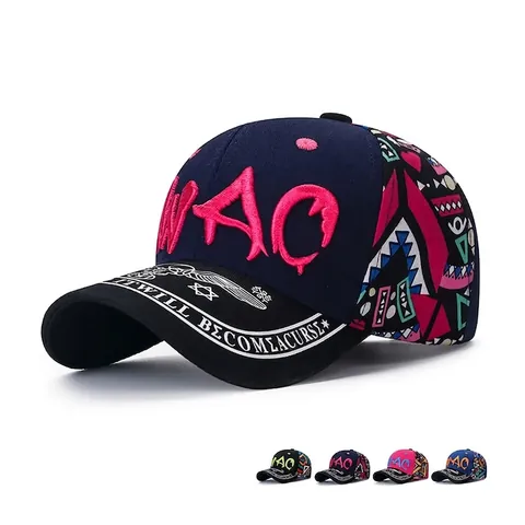 Cappello Da Baseball In Cotone Patchwork Ricamo Lettere 3D Stampa Geometrica Fibbia Regolabile Streetwear Hip Hop