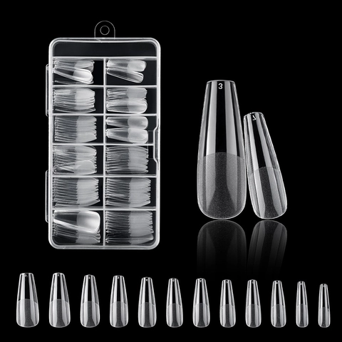 False Nail Tips Traceless Frosted Ultra Thin Transparent Almond Coffin Square Stiletto Shapes DIY Manicure Extension For Women