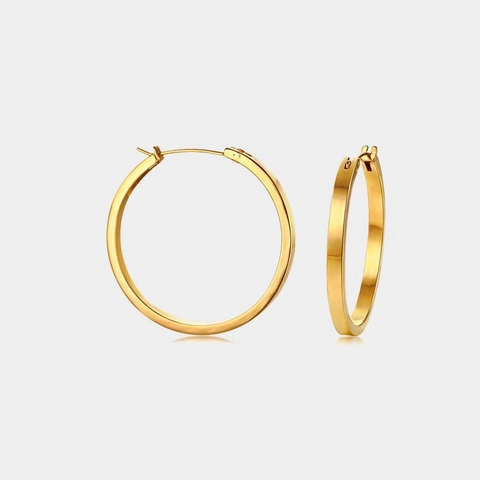 Orecchini A Cerchio In Acciaio Inossidabile Lucidato Tondo Placcato Oro Gioielli Geometrici Minimalisti Moderni Per Donna