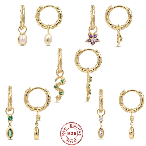 Orecchini A Cerchio Con Perno In Argento Sterling 925 Da Donna Con Zirconia Perla Artificial Pendente Gioielli Geometrici Eleganti Placcati Oro