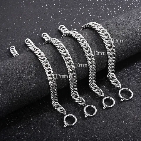 Bracciale A Catena Curb Acciaio Inossidabile Lucido Stile Hip Hop Punk Con Chiusura A Molla Circolare Uomo Donna
