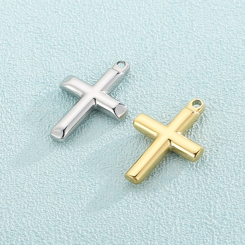 Colgante Cruz Acero Inoxidable Pulido Espejo Accesorios Para Hacer Joyas DIY Dijes Religiosos Minimalistas