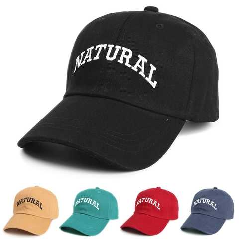Cappello Da Baseball In Cotone Classico Con Ricamo NATURAL Tesa Curva Regolabile Cappello Da Sole Casual