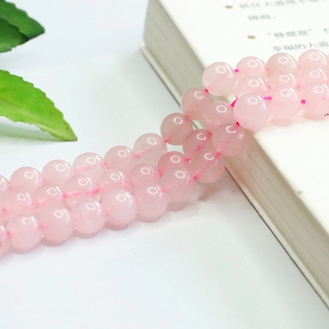Natural Rose Quartz Crystal Round Loose Beads Pink Polished Gemstone For DIY Jewelry Making Necklaces Bracelets
